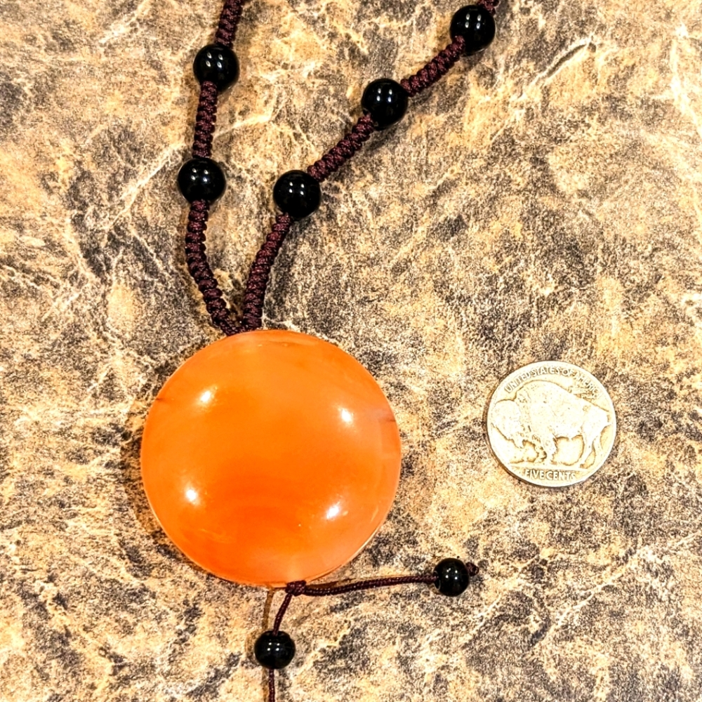 Vintage Carnelian And Onyx Pendant Necklace